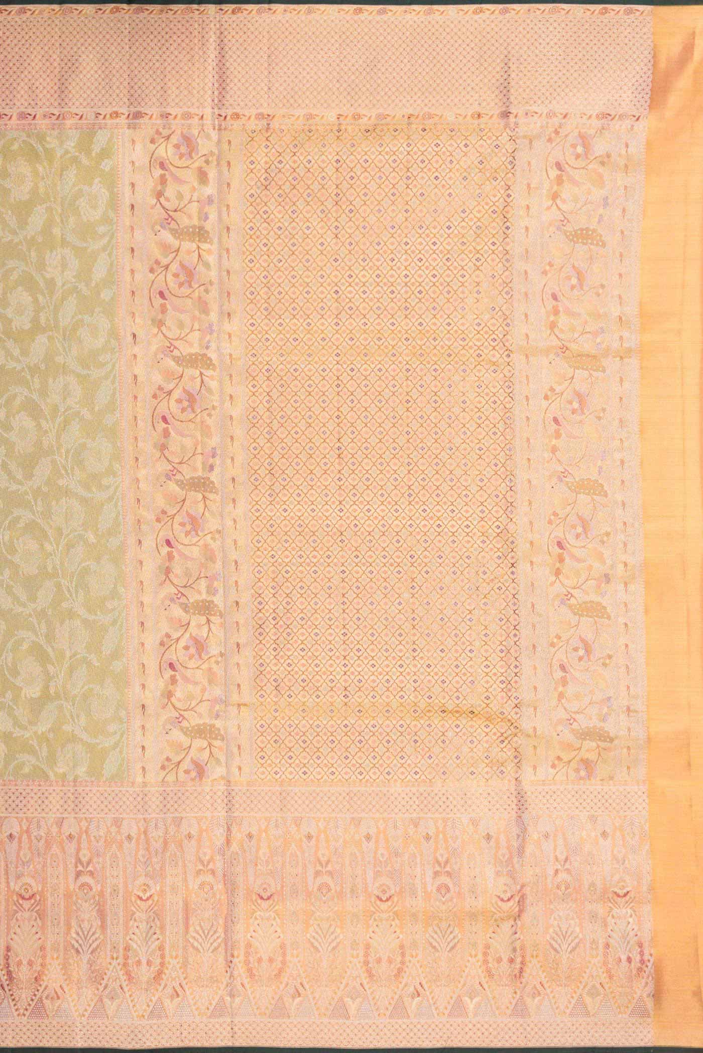 Light Green Dual Tone Kanchipuram Tissue Silk Saree - Image 7