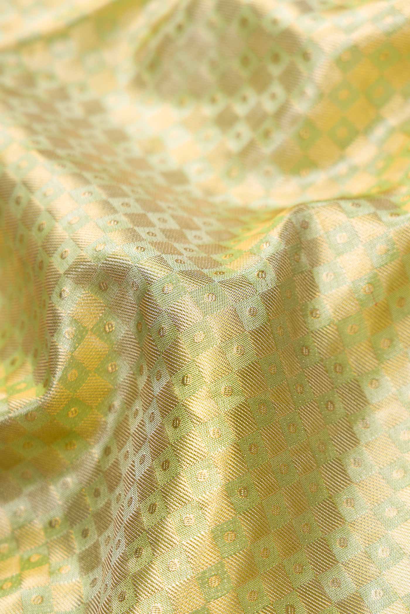 Light Green Dual Tone Kanchipuram Tissue Silk Saree - Image 2