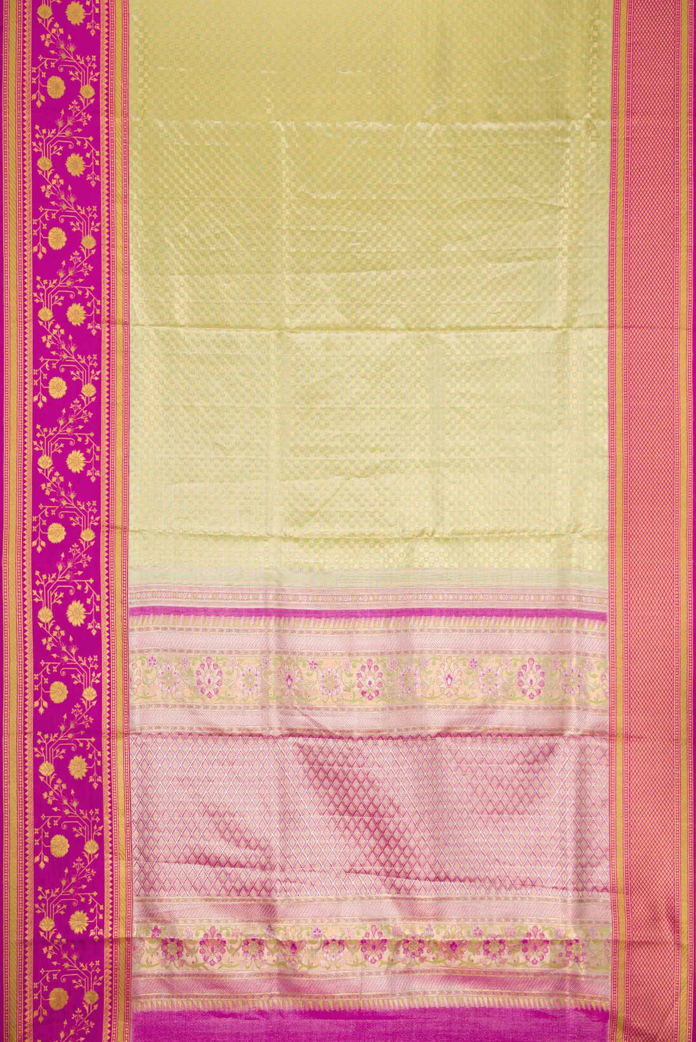 Light Green Dual Tone Kanchipuram Tissue Silk Saree - Image 6