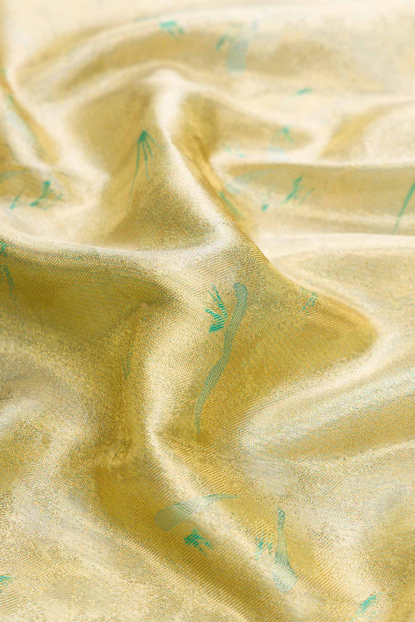 Light Green Dual Tone Kanchipuram Tissue Silk Saree - Image 2