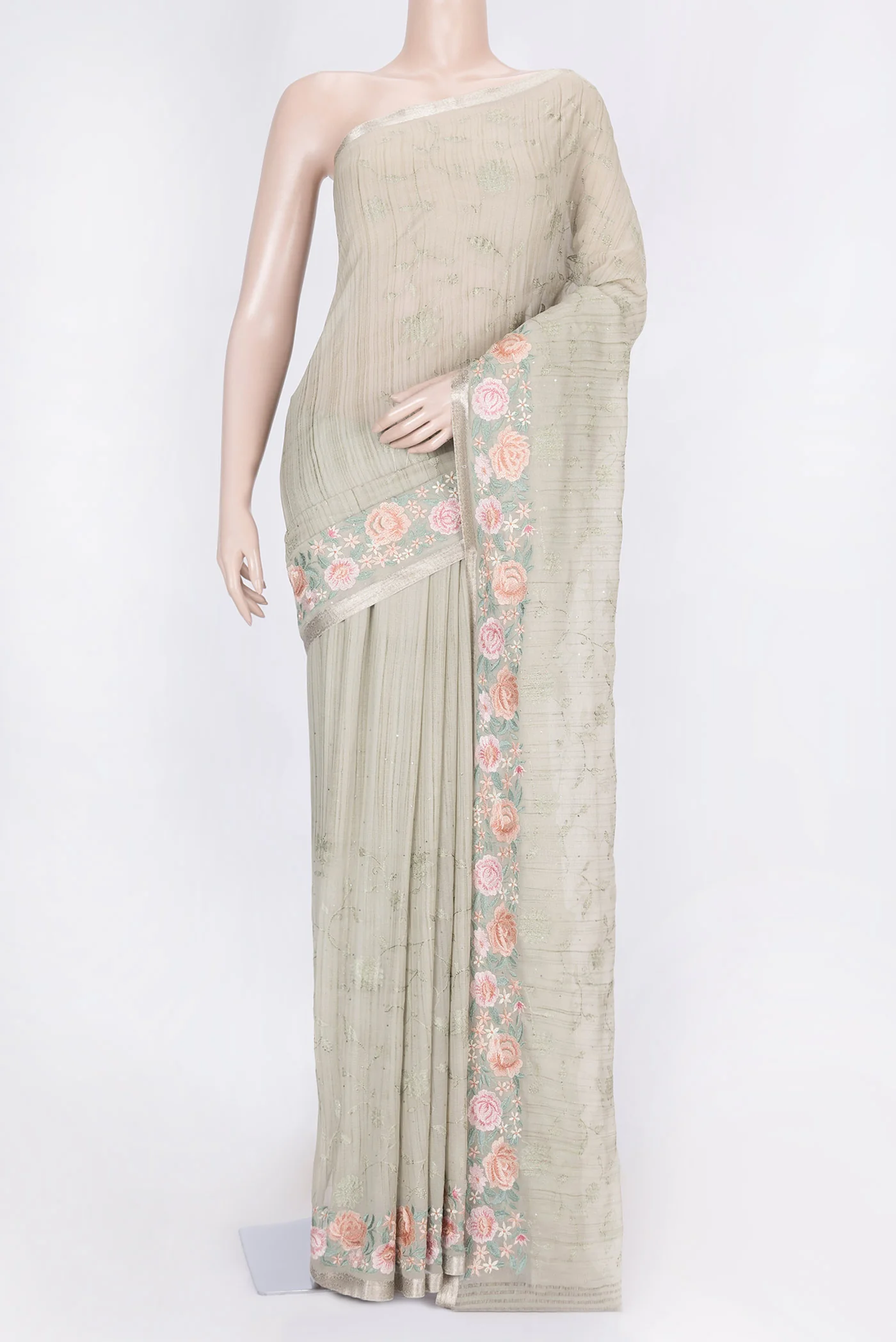 Light Green Dual Tone Mysore Georgette Saree