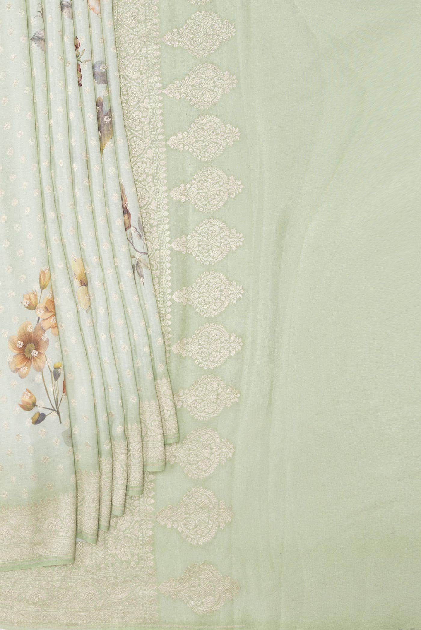 Light Green Dual Tone Mysore Georgette Saree - Image 2