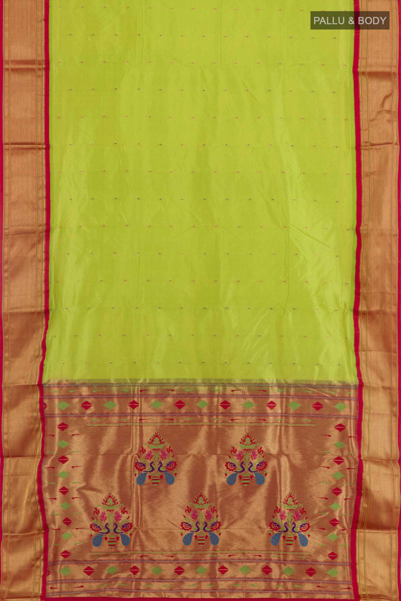 Light Green Paithani Silk Saree - Image 3