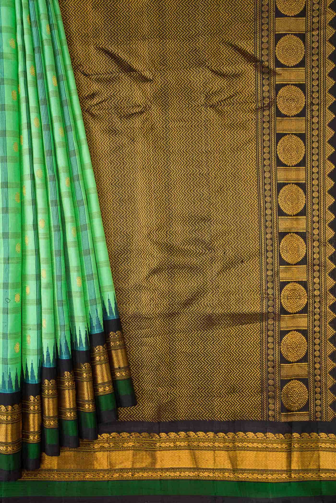 Light Green Gadwal Silk Saree - Image 2