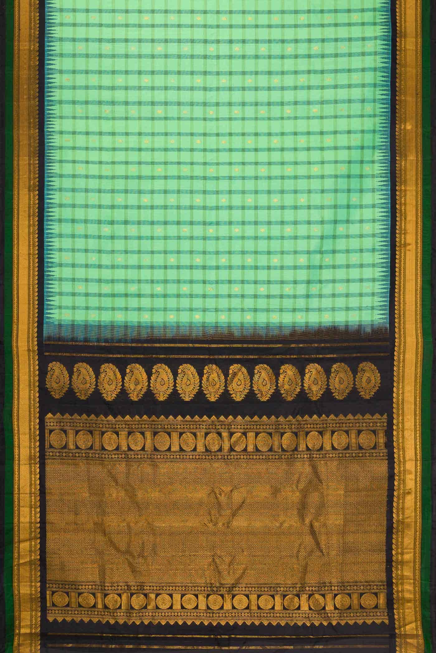 Light Green Gadwal Silk Saree - Image 4