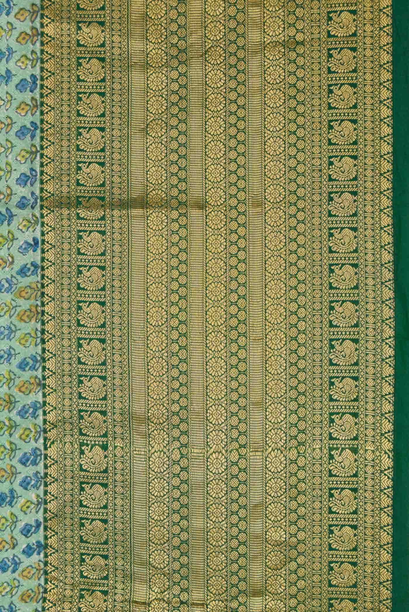 Light Green Kanchipuram Silk Saree - Image 5