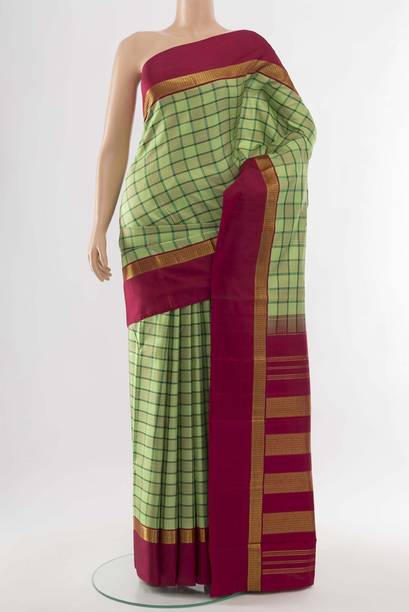 Pure Silk Pure Zari Sage Green Kanjivaram Saree