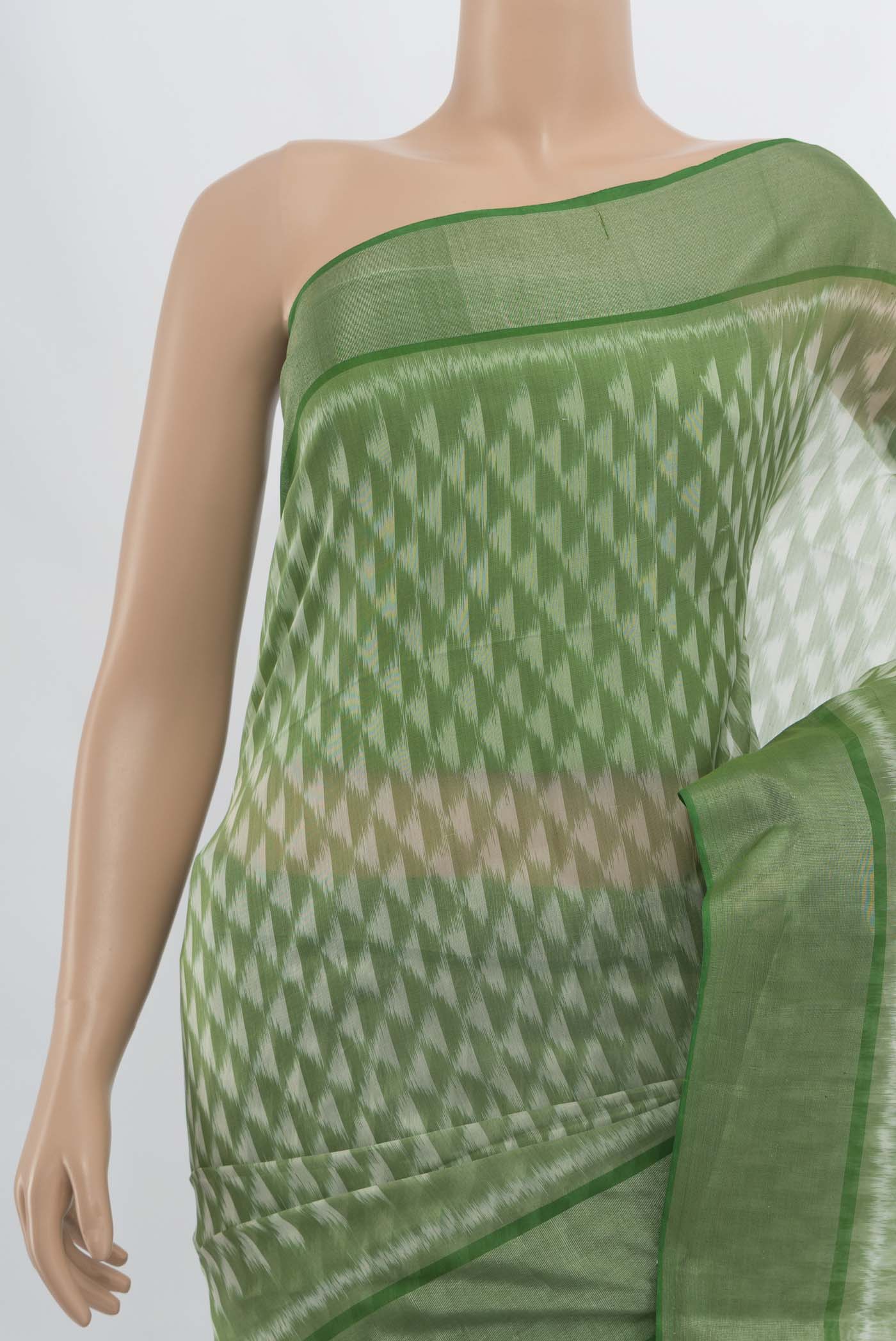 Sage Green Silk Cotton Saree - Image 2