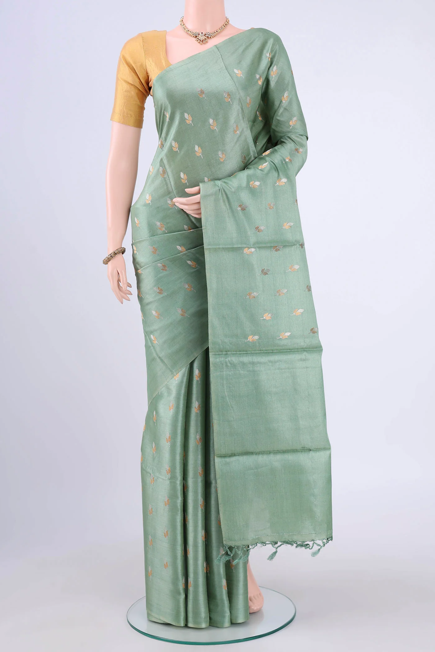 Light Green MP Tussar Saree