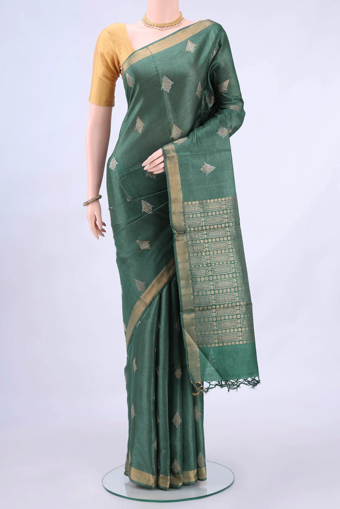Light Green MP Tussar Saree