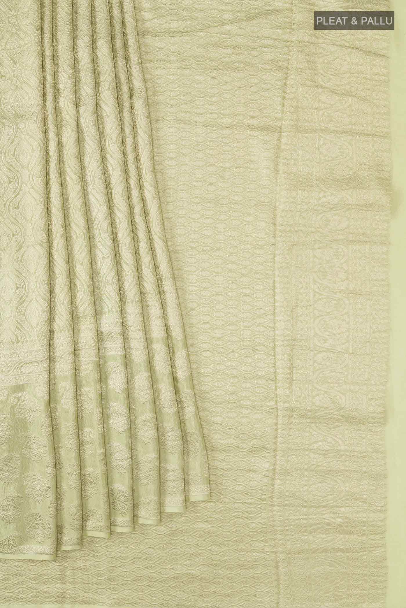 Light Green Mysore Crepe Saree - Image 2