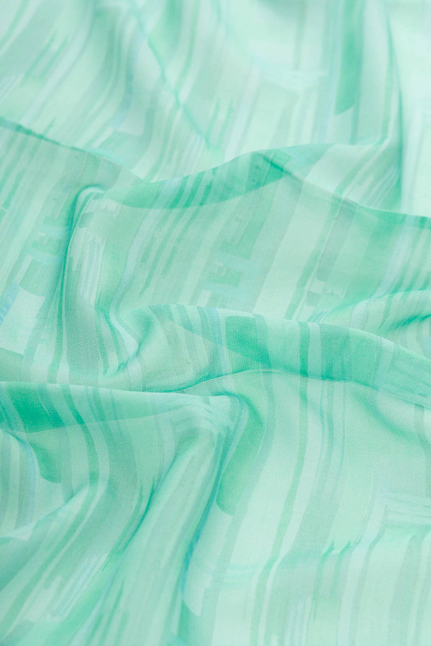 Light Green Mysore Georgette Saree - Image 2