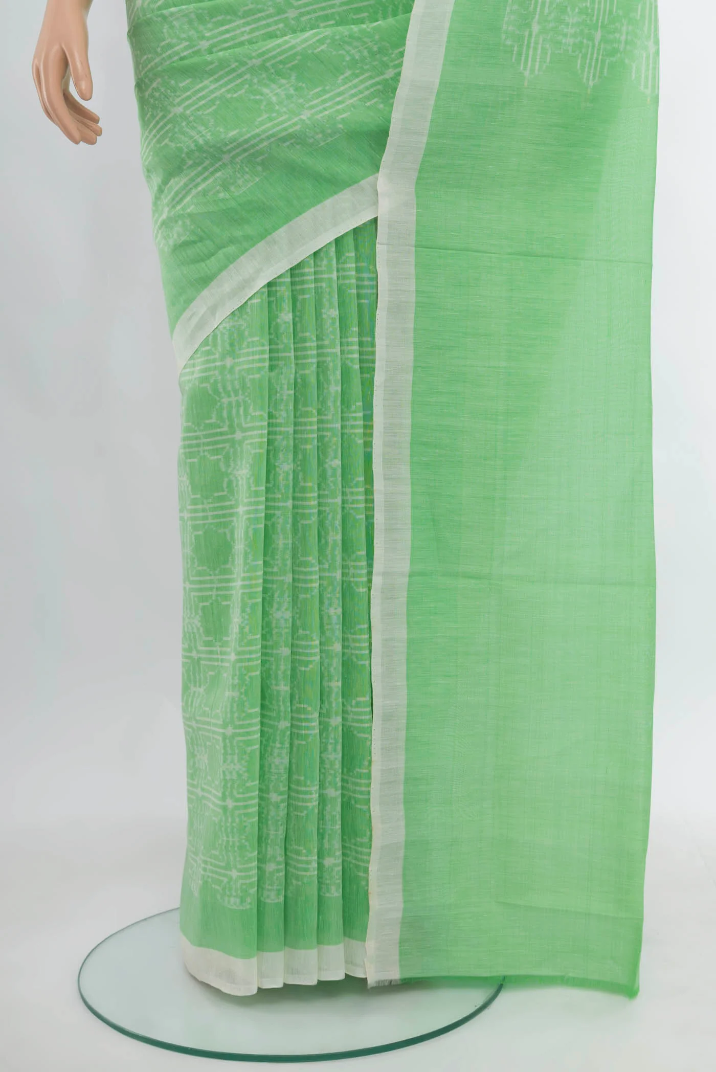Pista Green Linen Saree - Image 3