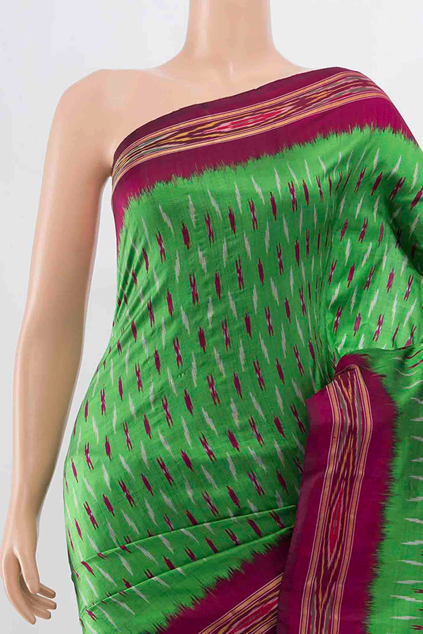 Light Green Pochampally Saree - Image 2