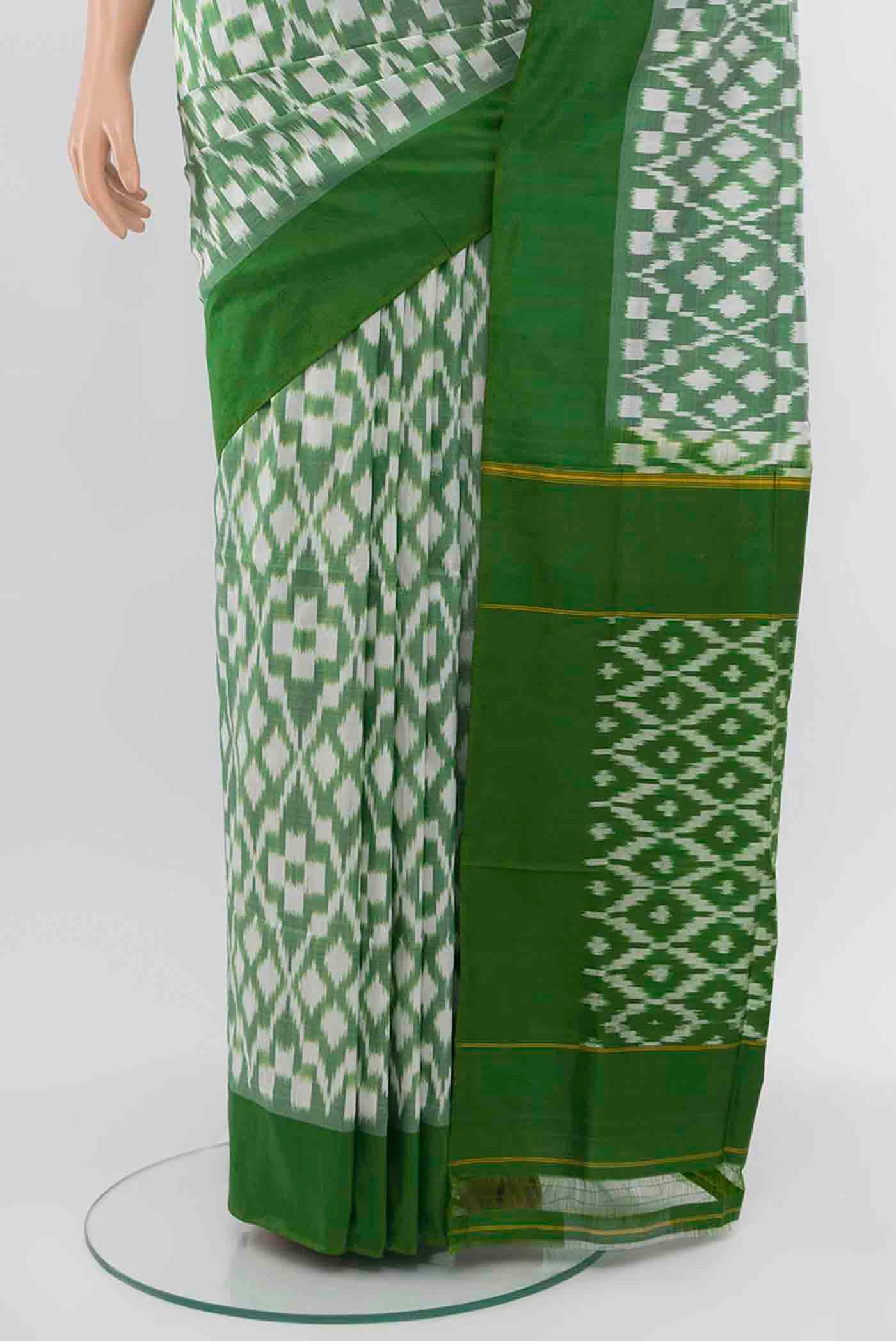 Light Green Pochampally Silk Saree - Image 3