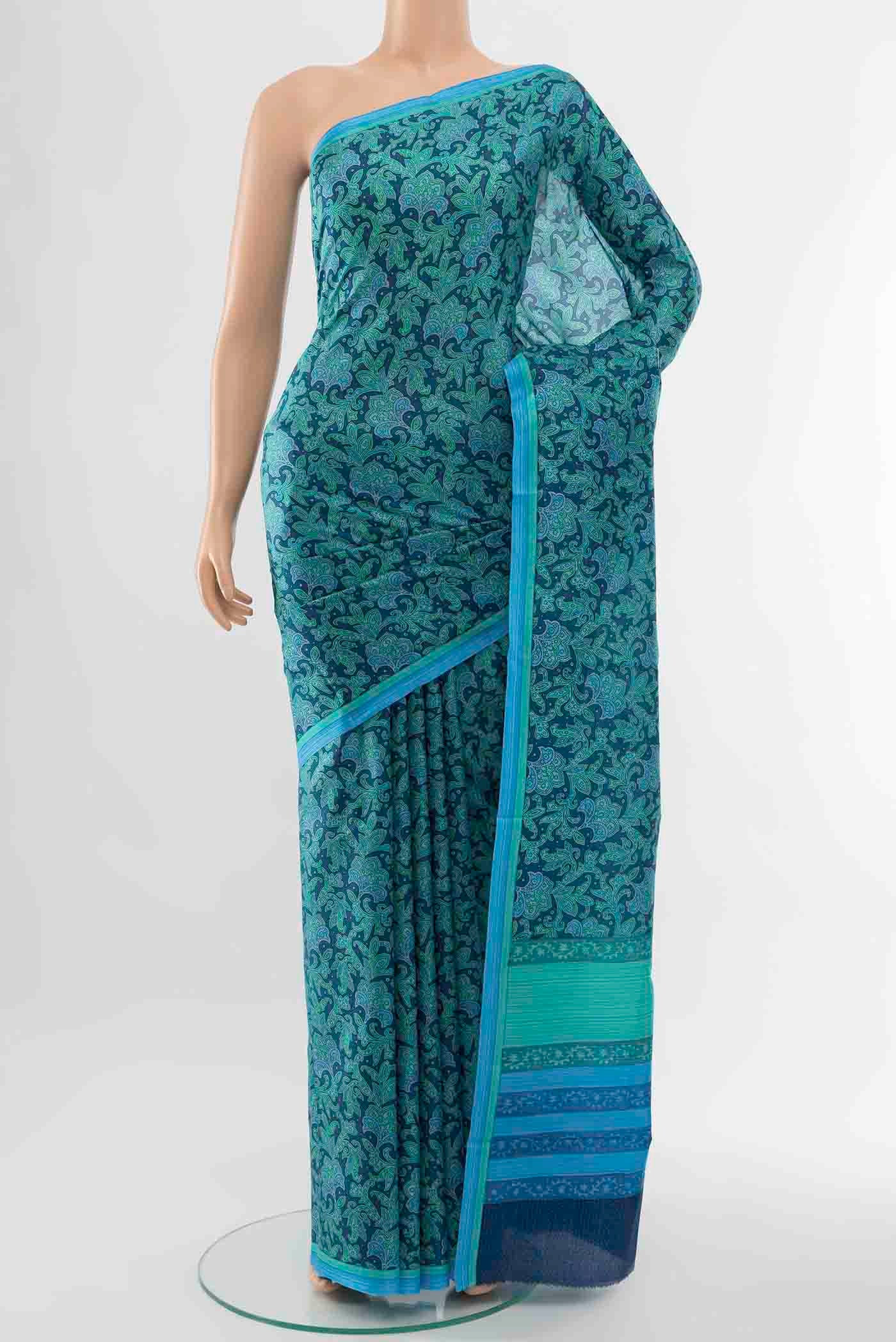 Light Green Printed Silk Saree