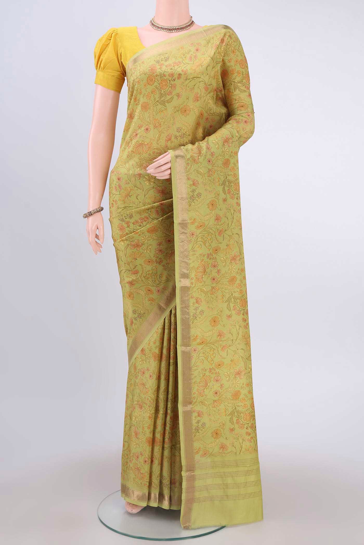 Light Green Printed Silk Saree