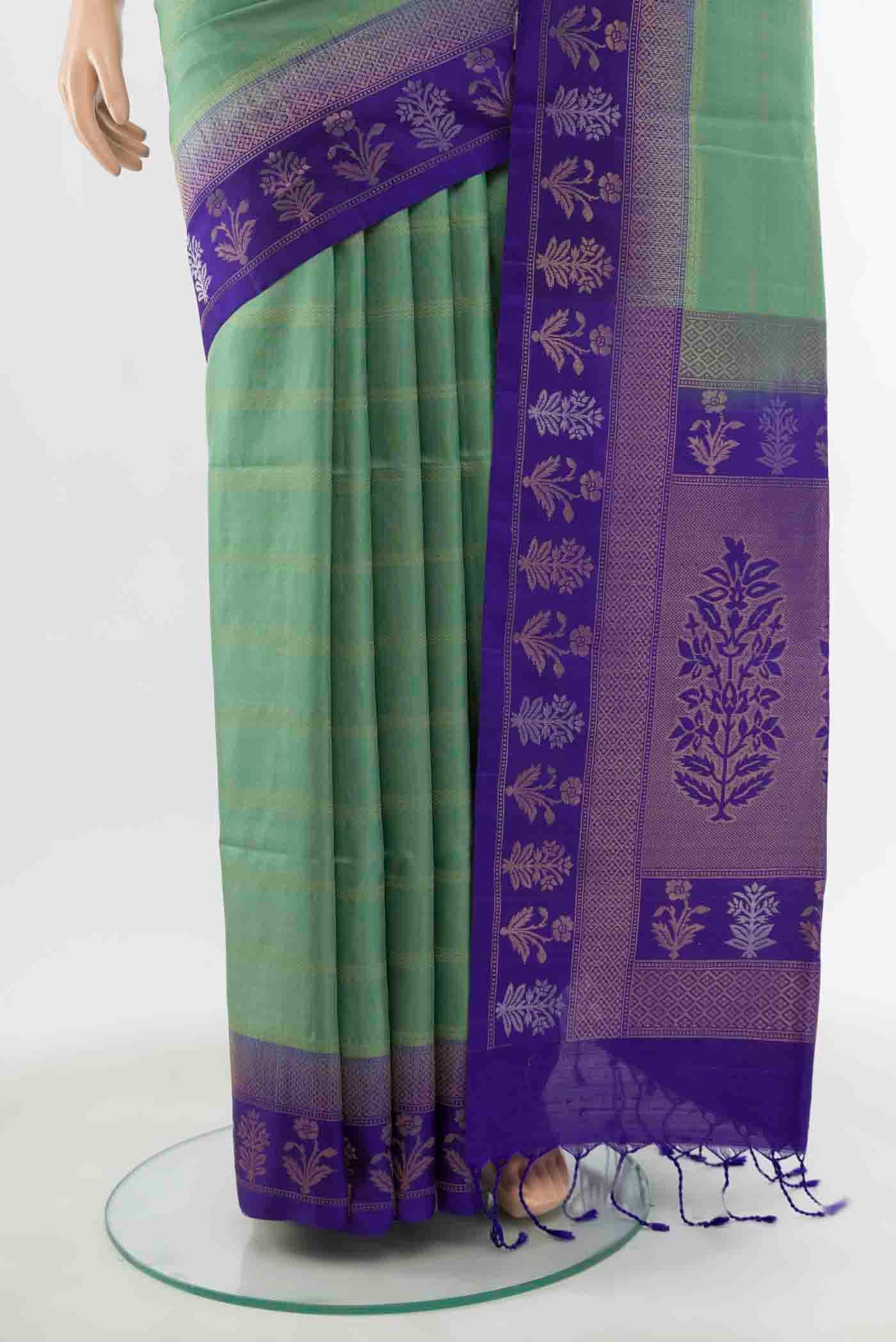 Light Green Soft Silk Saree - Image 3