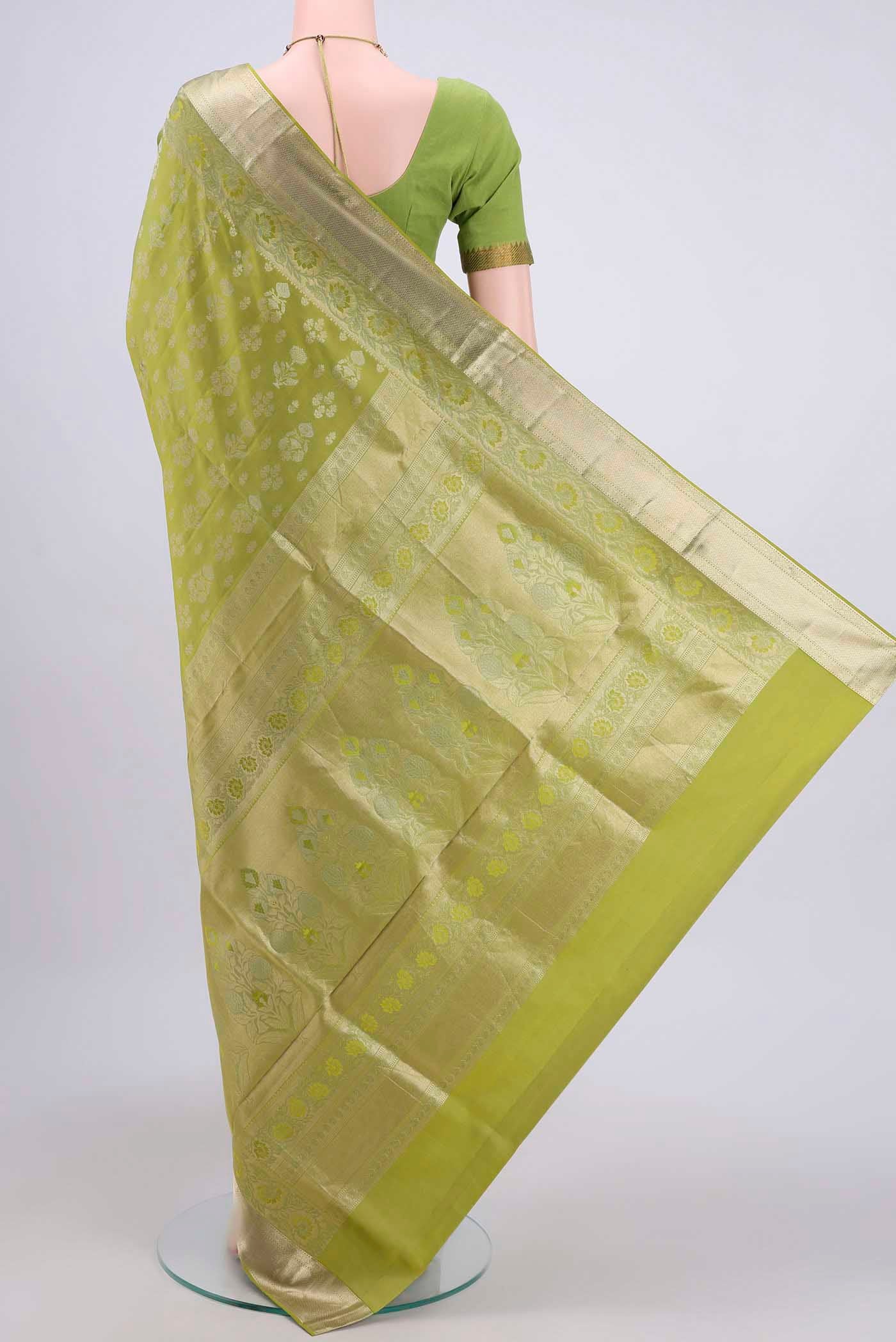 Light Green Soft Silk Saree - Image 3