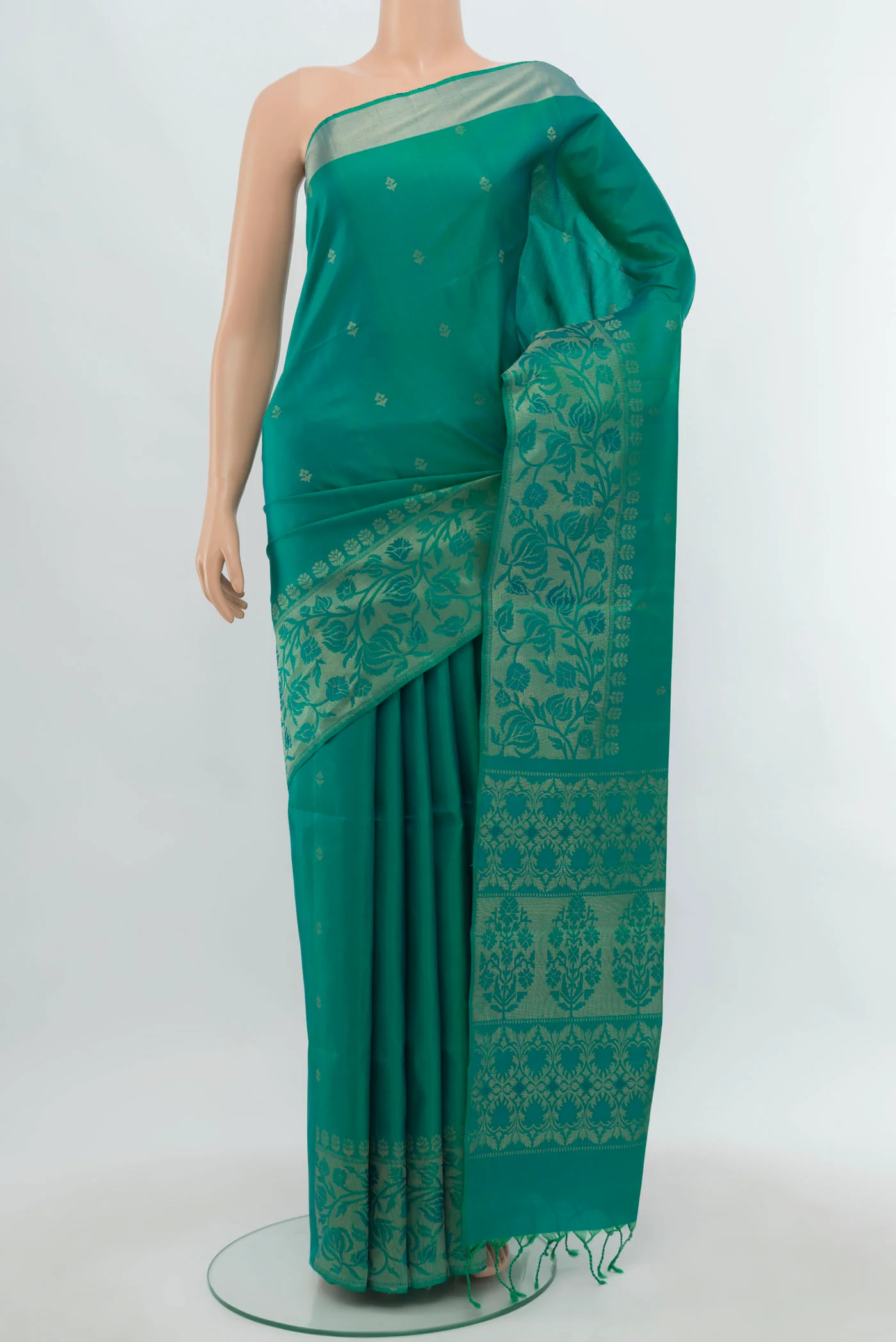 Blue with Green Color Soft Silk Saree