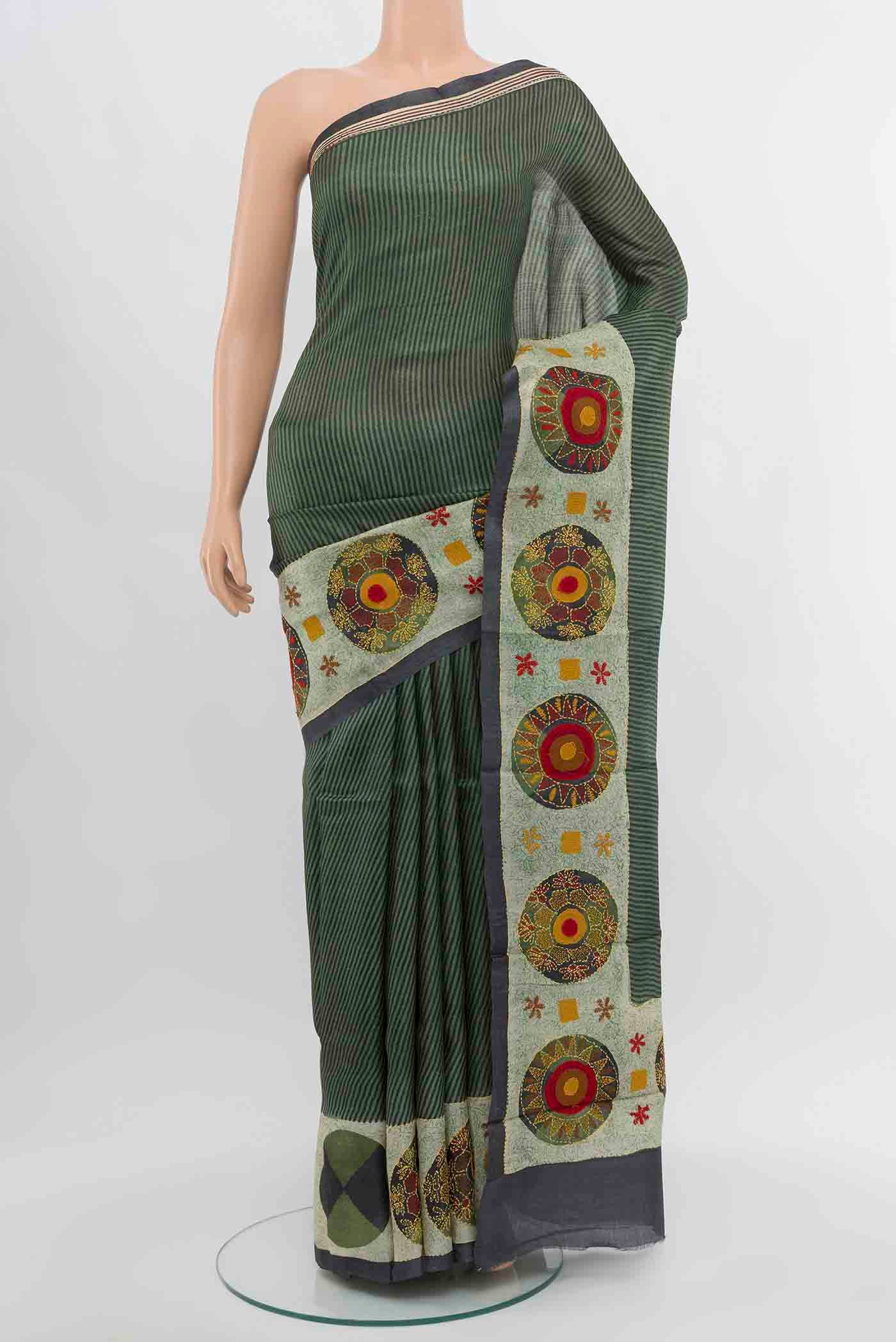 Green Tussar Silk Saree