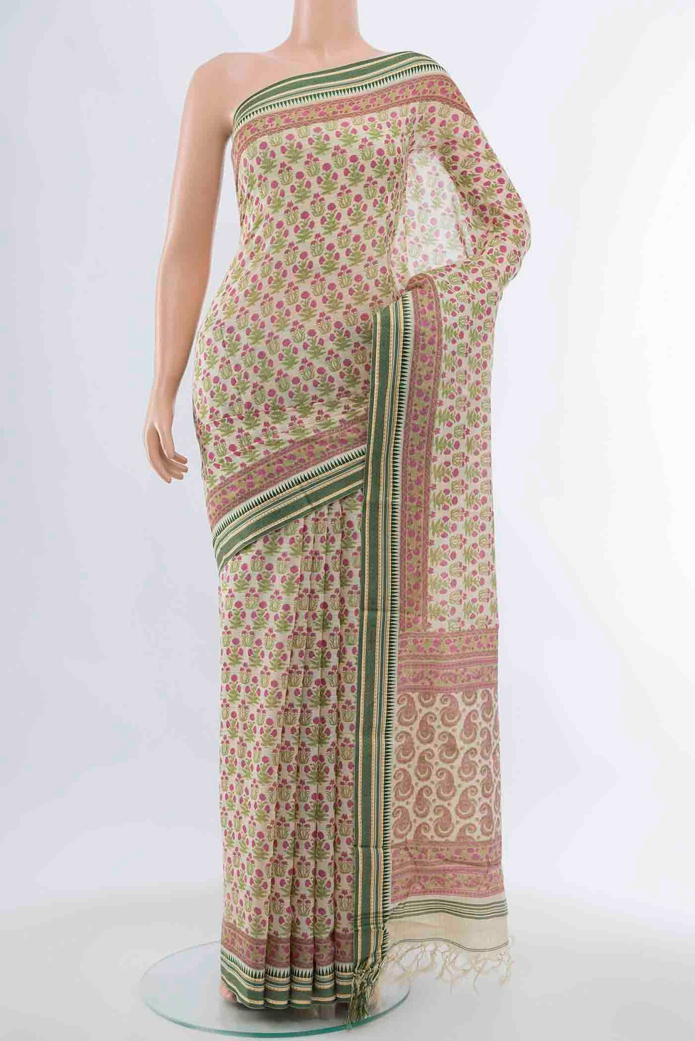 Light Green Tussar Silk Saree