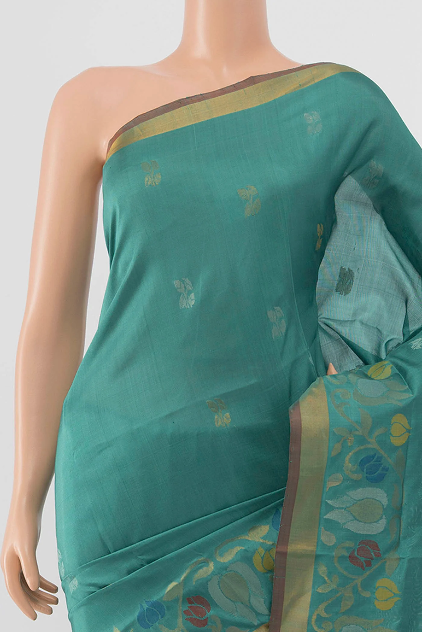 Light Green Uppada Silk Saree - Image 2