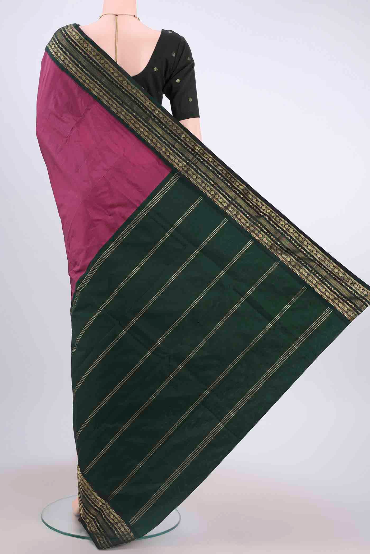 Light Magenta Blended Bangalore Silk Saree - Image 3