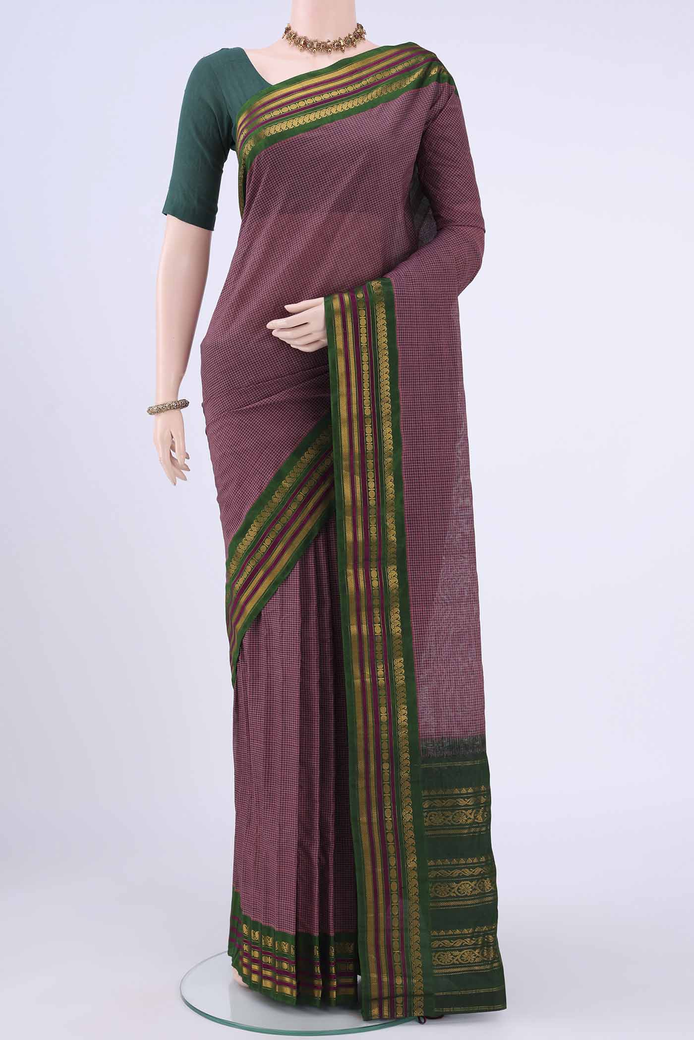 Purple Gadwal cotton Saree