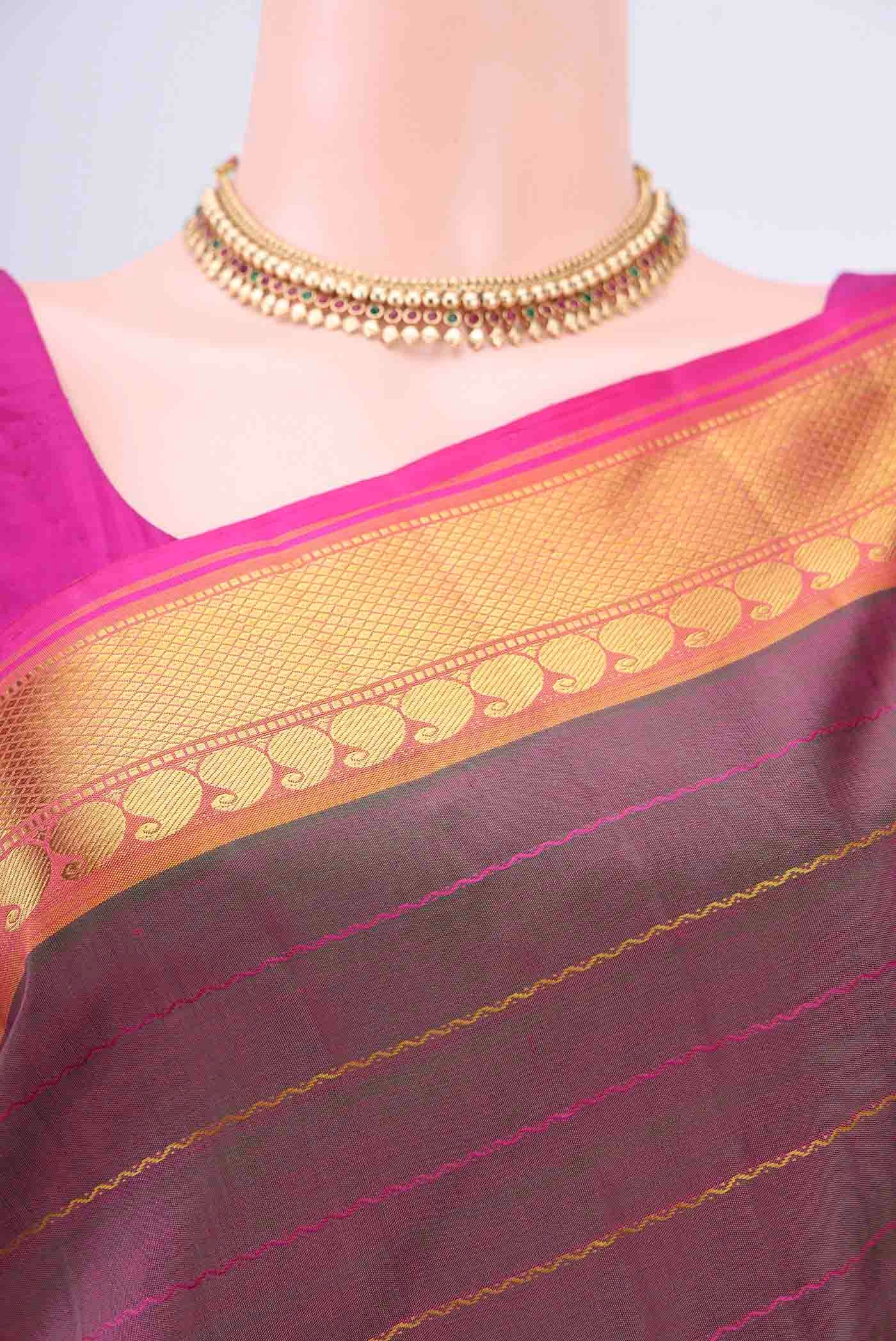 Purple Kanchipuram Silk Saree - Image 2