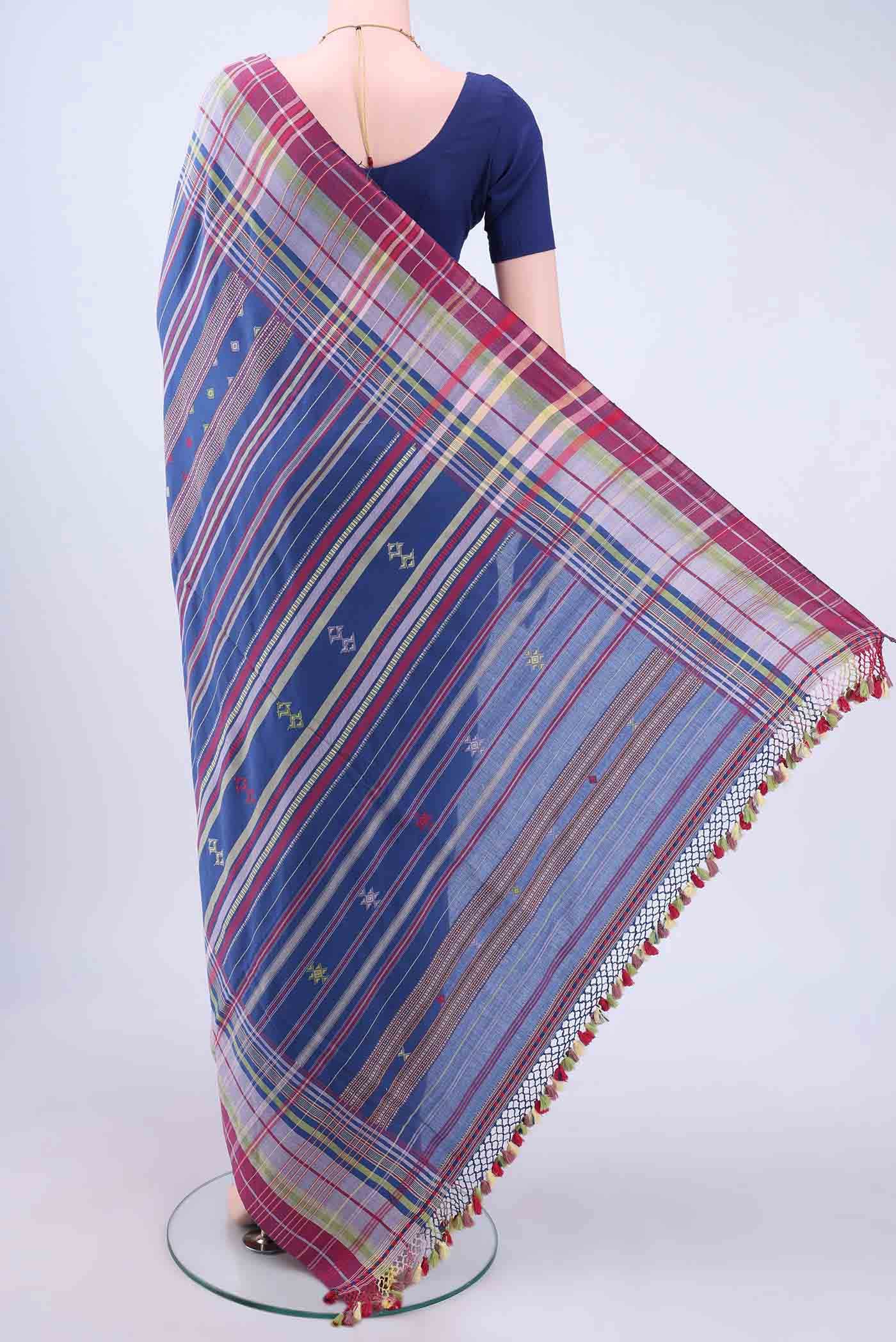 Light Magenta Khadi Cotton Saree - Image 2