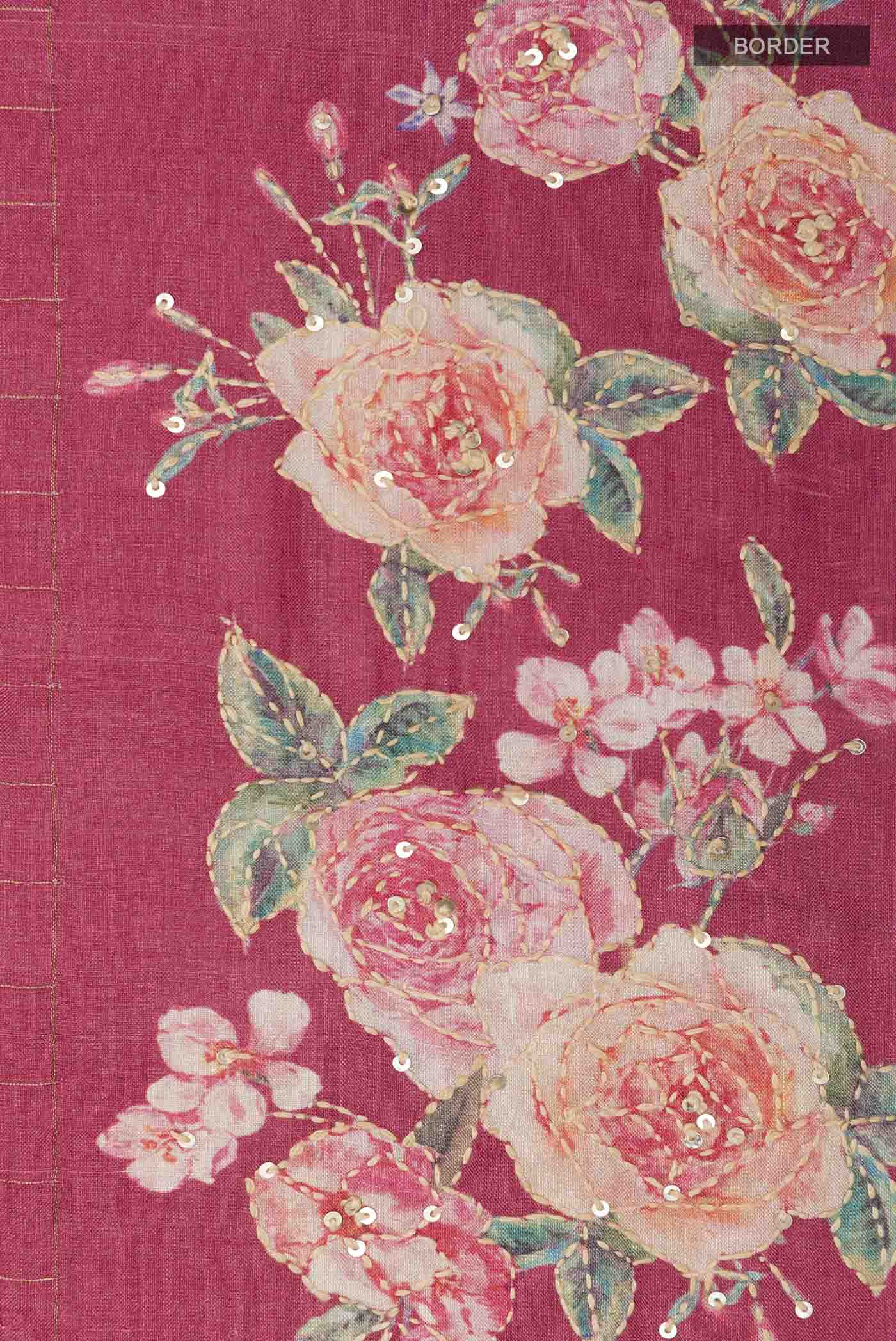 Maroon Bhagalpuri Tussar Silk Saree - Image 3