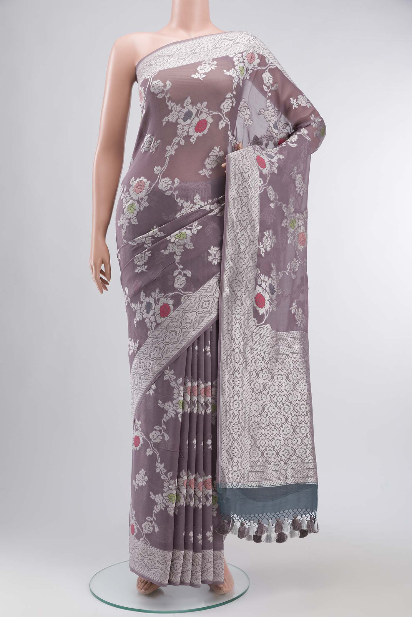 Lilac Banarasi Georgette Saree
