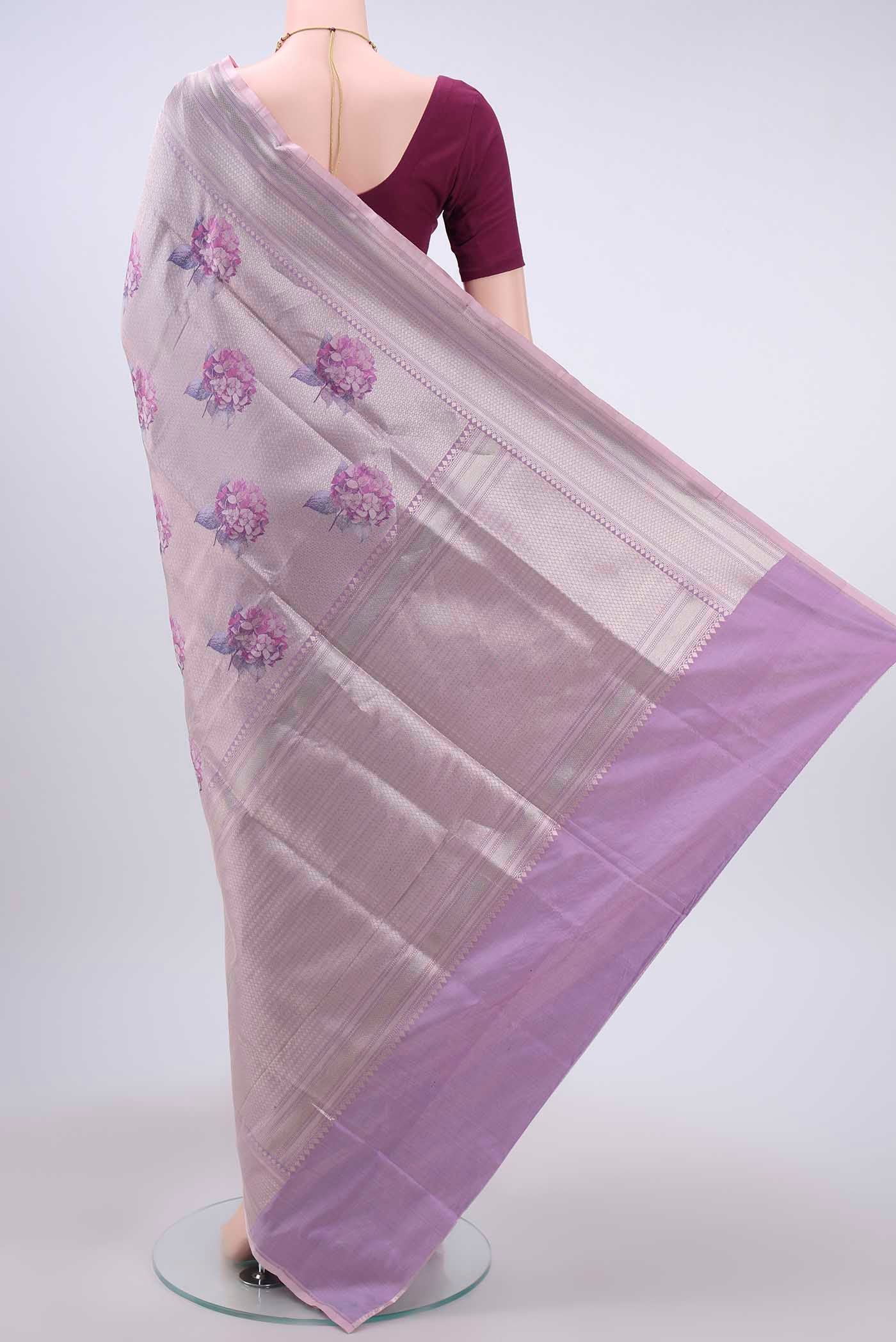 Lilac Dual Tone Banarasi Silk Saree - Image 3