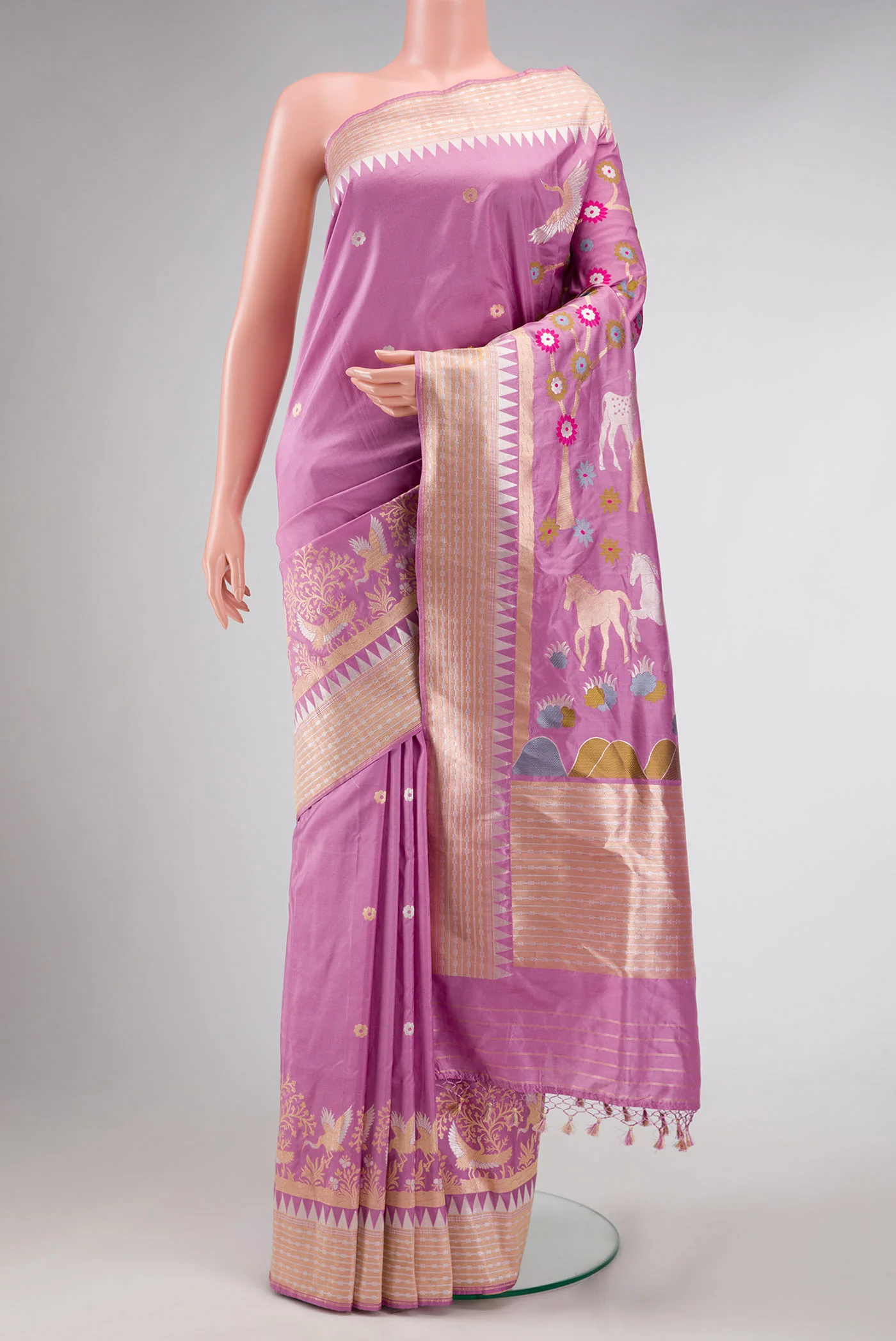 Lilac Dual Tone Banarasi Silk Saree