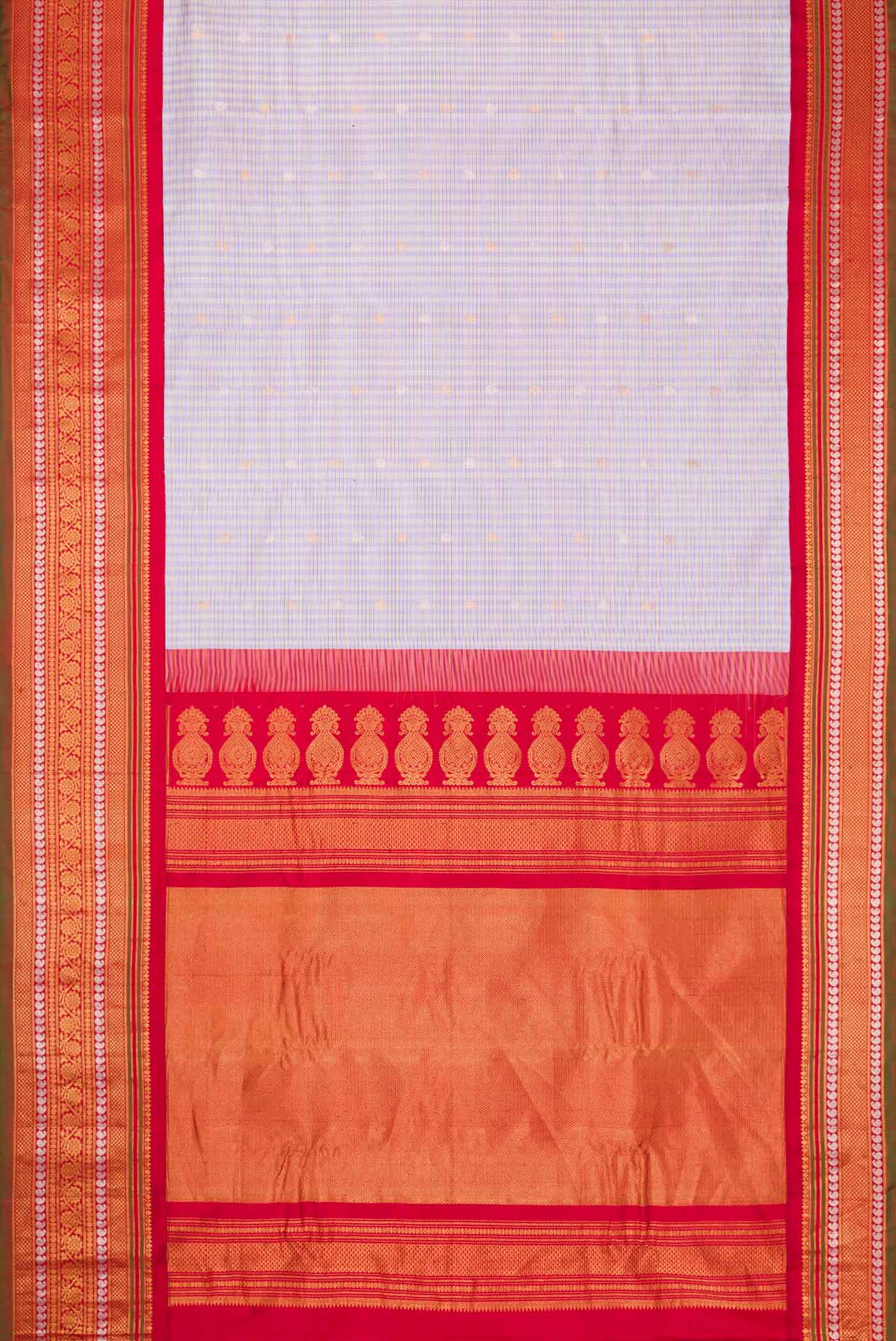 Lilac Dual Tone Gadwal Silk Saree - Image 6