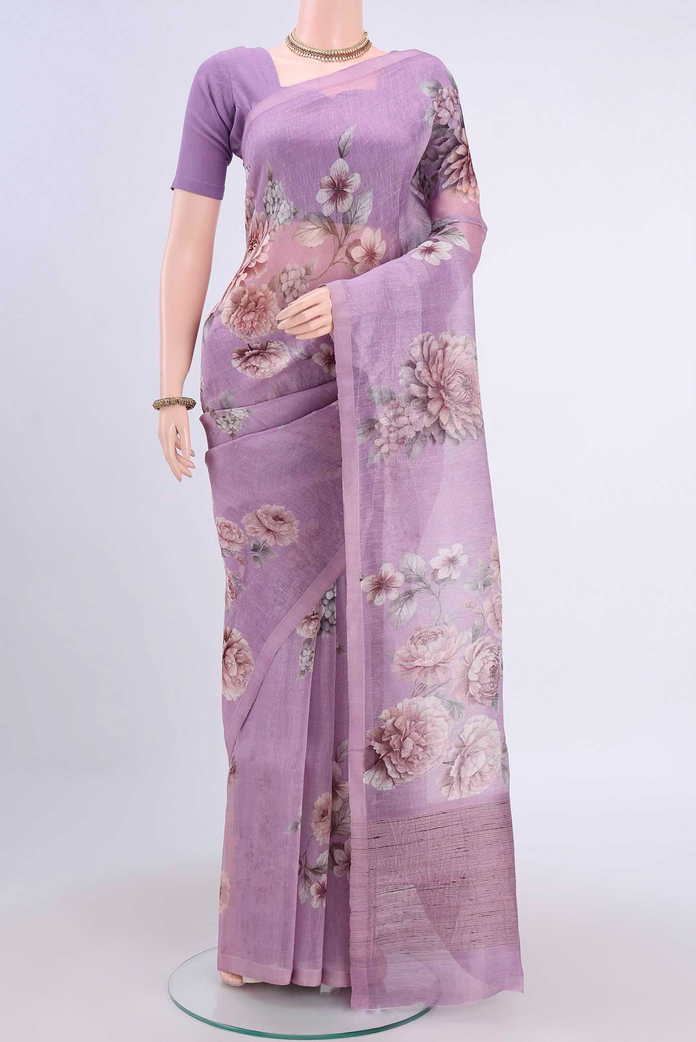 Lilac Linen Saree