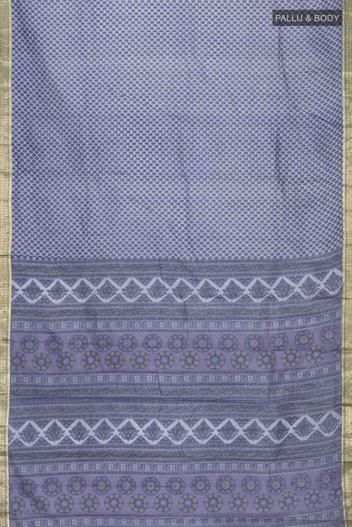 Lilac Printed Silk Saree - Image 3