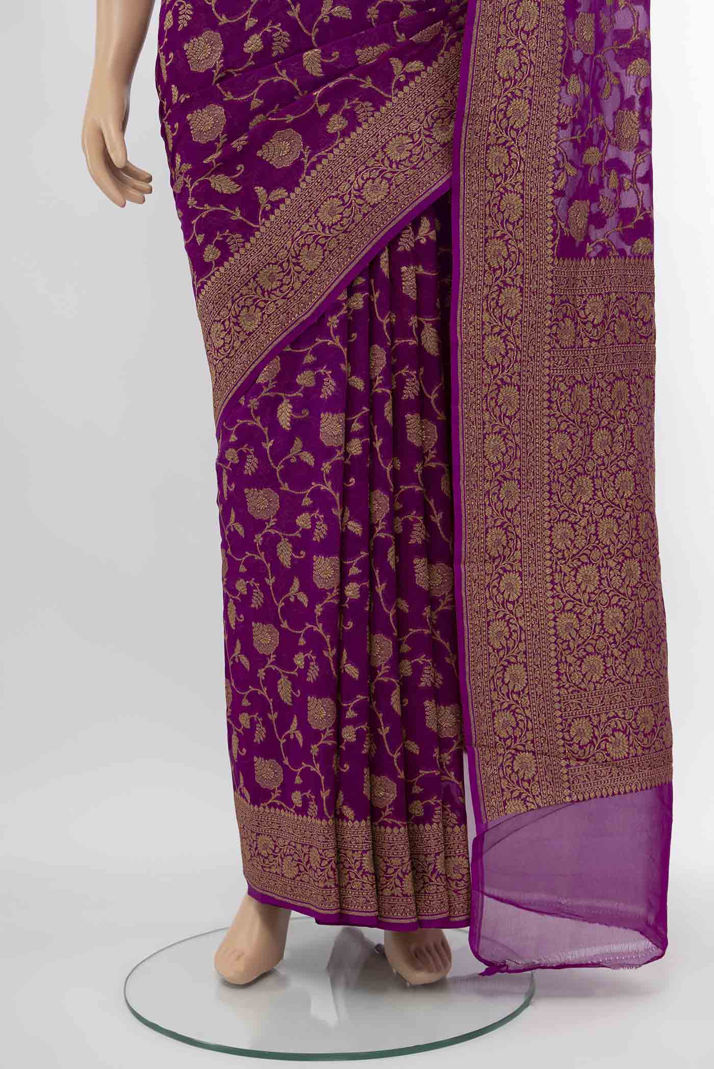 Magenta Banarasi Georgette Saree - Image 3