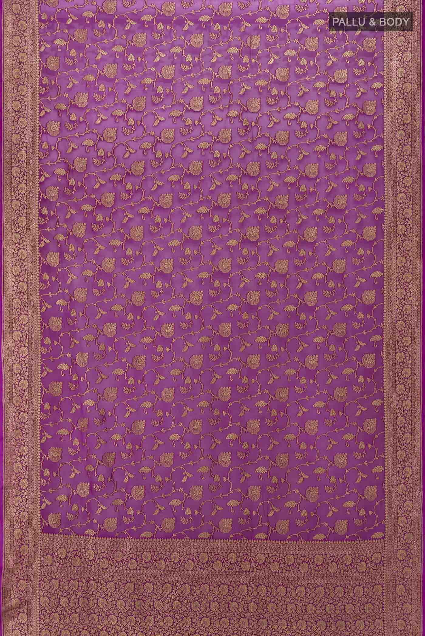Magenta Banarasi Georgette Saree - Image 5