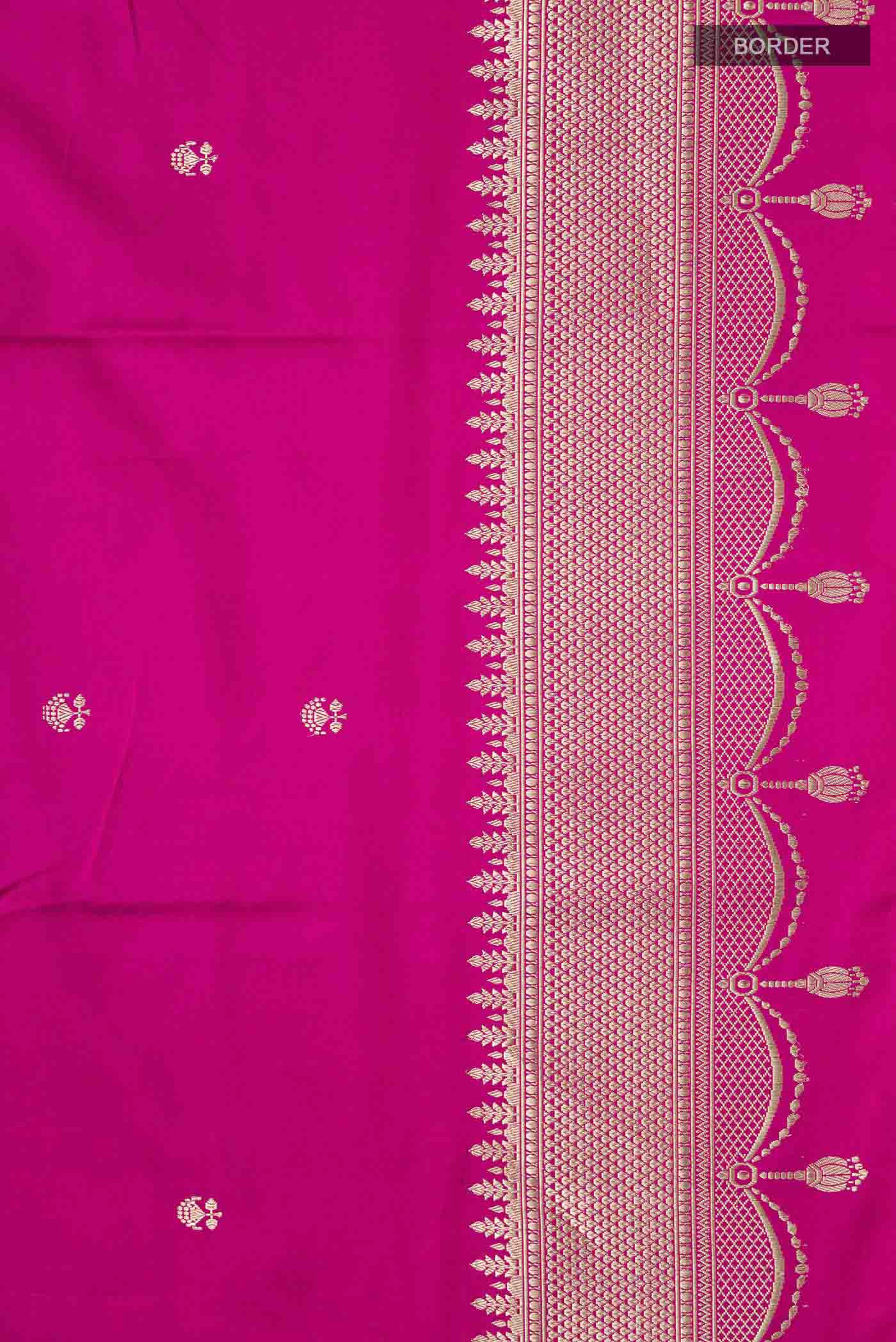 Magenta Banarasi Katan Silk Saree - Image 3