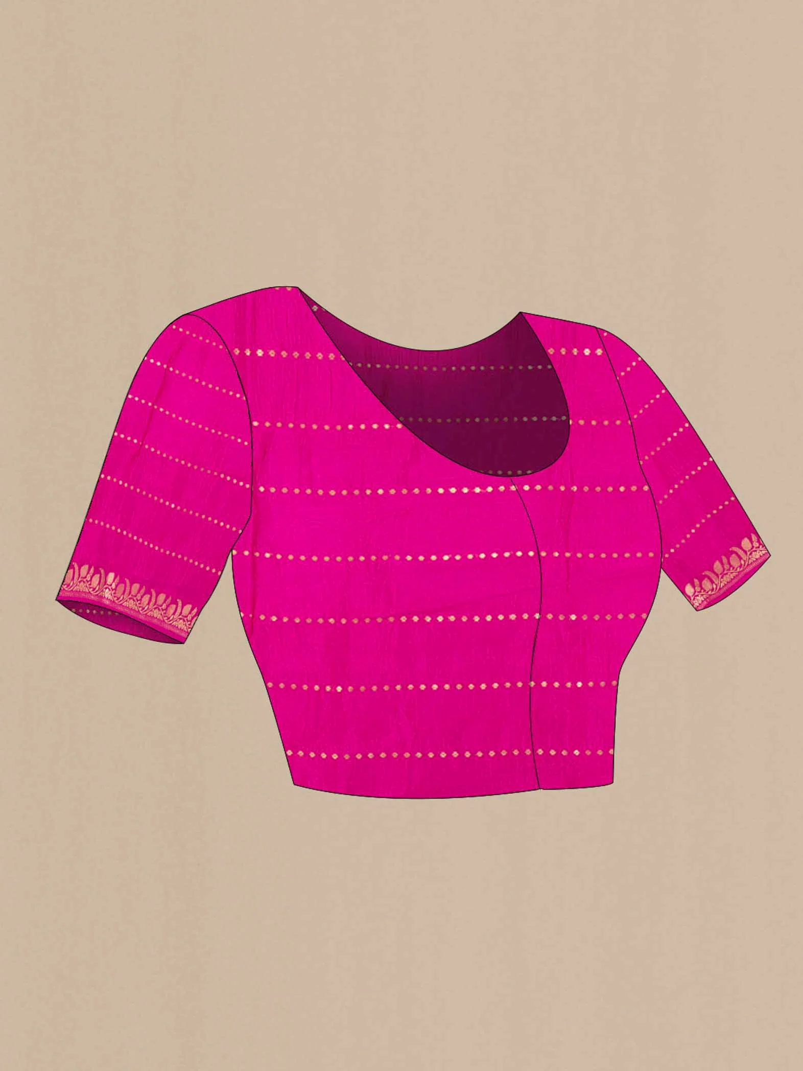 Magenta Banarasi Katan Silk Saree - Image 4