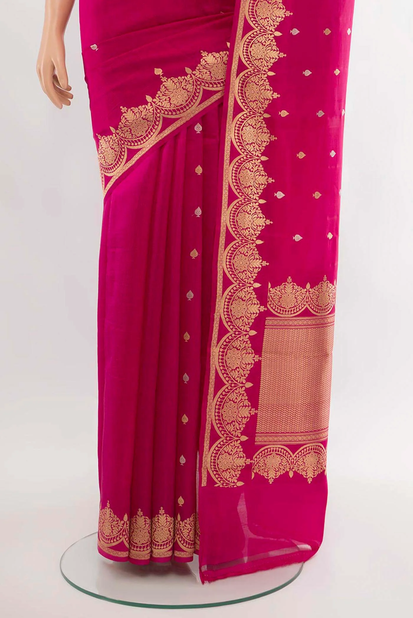 Magenta Banarasi Katan Silk Saree - Image 3