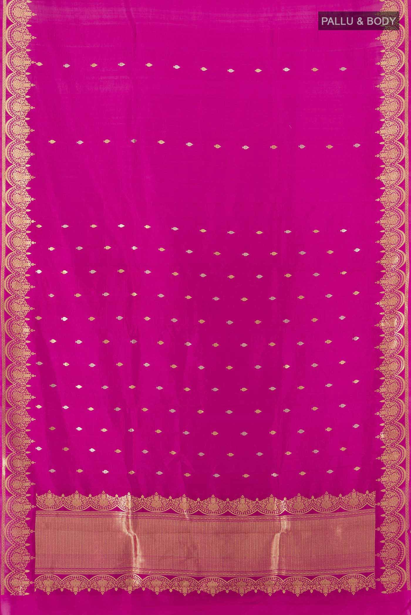 Magenta Banarasi Katan Silk Saree - Image 5