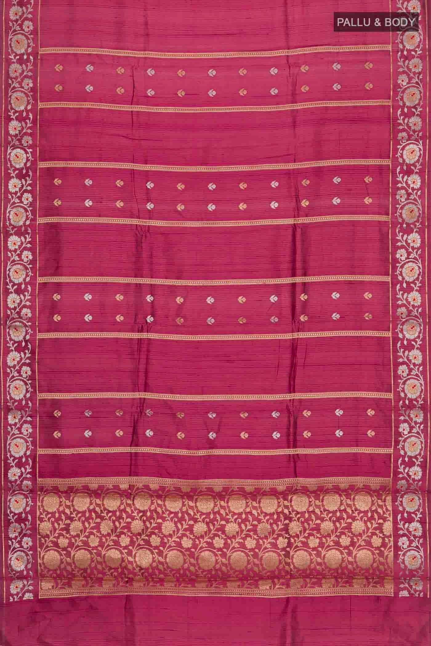 Magenta Banarasi Raw Silk Saree - Image 5
