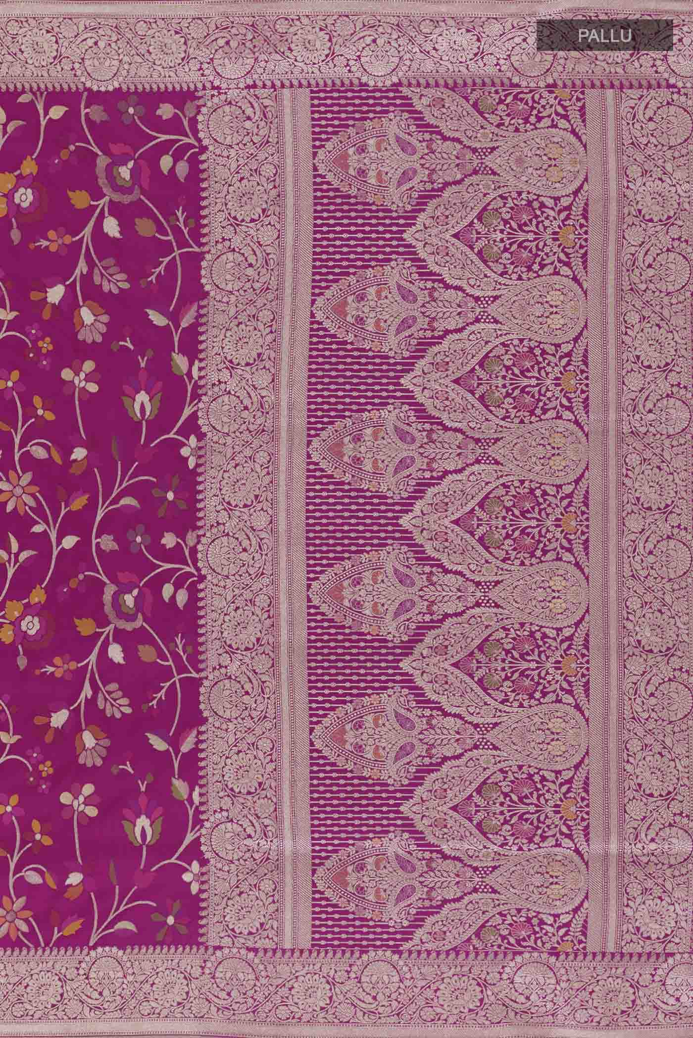 Magenta Banarasi Silk Saree - Image 7