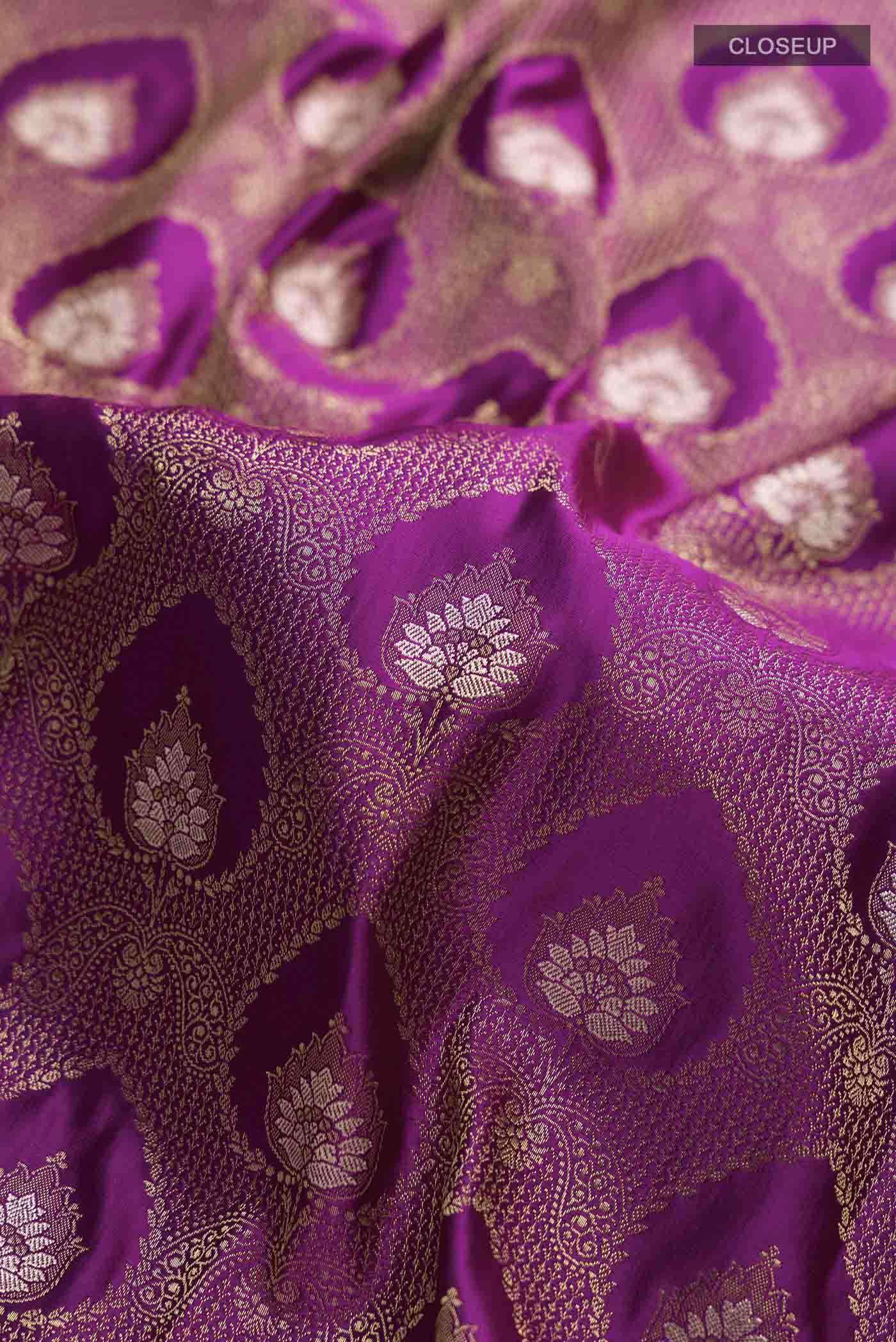 Magenta Blended Banarasi Silk Saree - Image 2