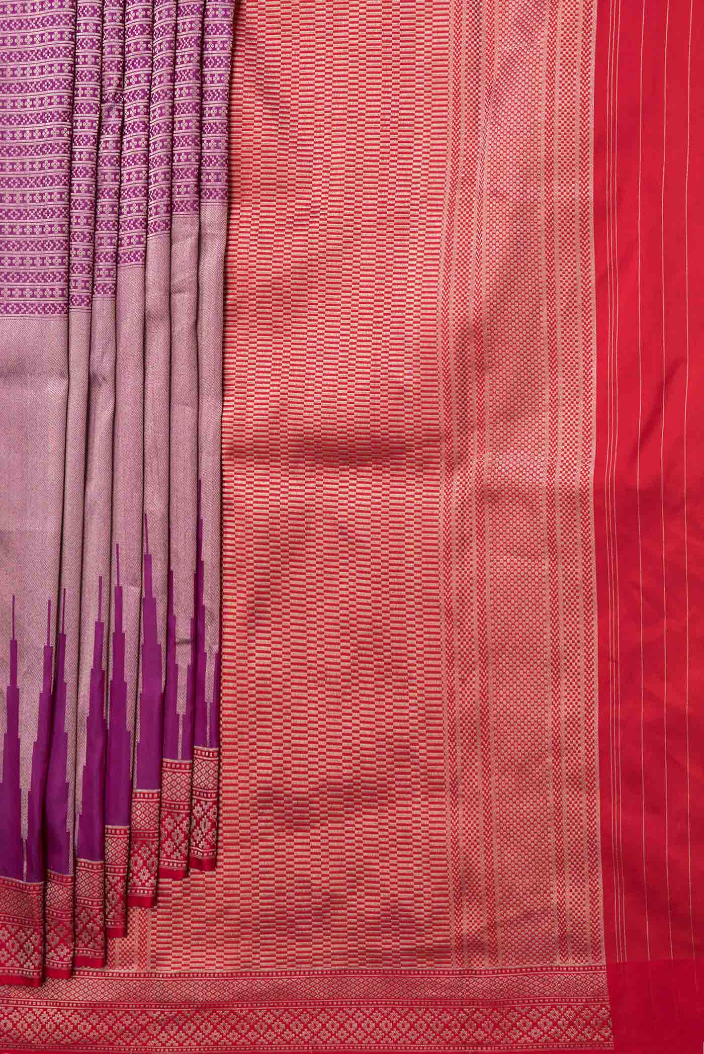 Violet Banarasi Silk Saree - Image 4