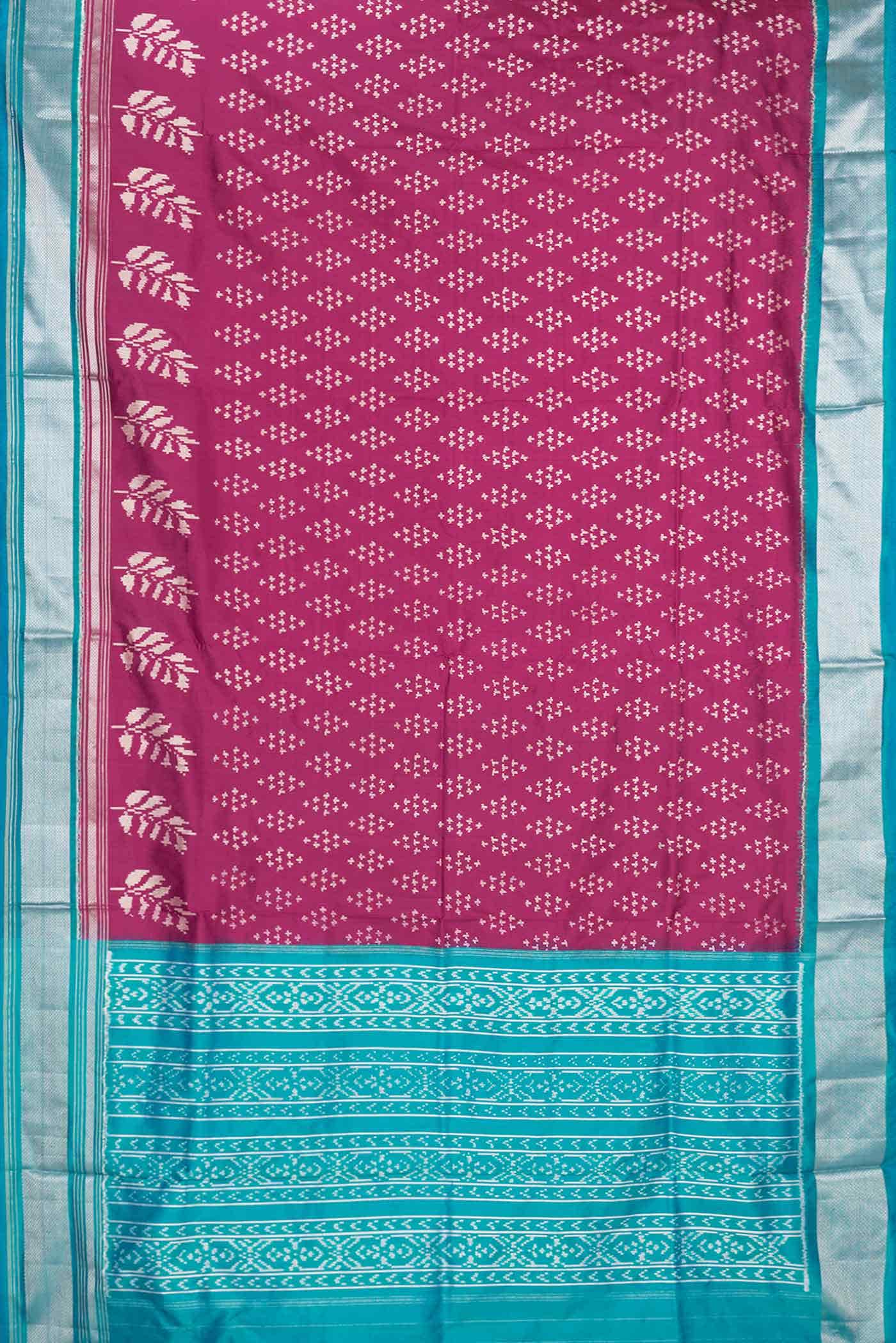 Magenta Dual Tone Double Ikat Saree - Image 4