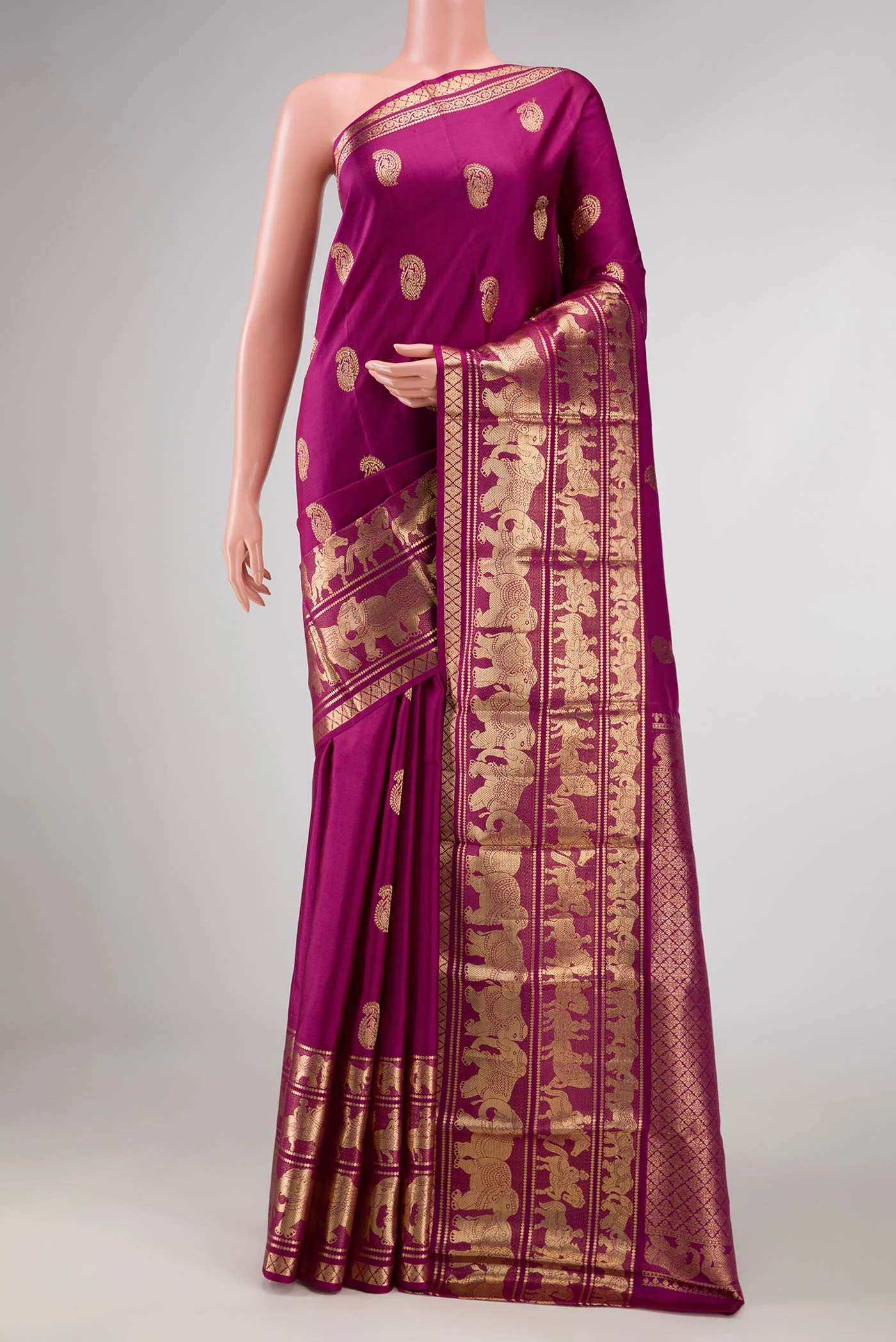 Magenta Dual Tone Kanjivaram Silk Saree